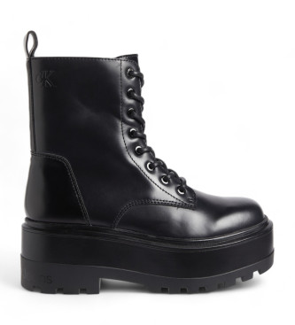 Calvin Klein Jeans Schwarze Plateau-Stiefeletten aus Leder