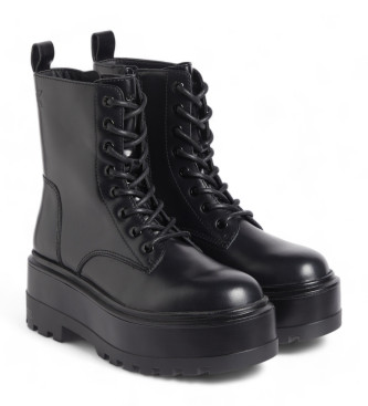 Calvin Klein Jeans Schwarze Plateau-Stiefeletten aus Leder