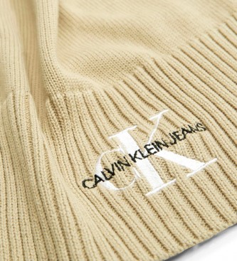 Calvin Klein Jeans Sciarpa monologo ricamata tortora