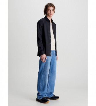 Calvin Klein Jeans Camisa de algodo stretch de corte justo preto