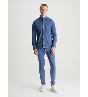 Calvin Klein Jeans Camisa de ganga fina azul