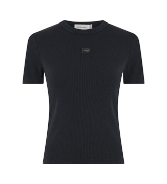 Calvin Klein Jeans Tight-fitting black ribbed T-shirt