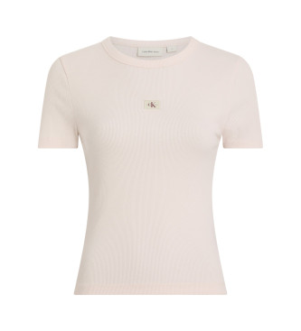 Calvin Klein Jeans tsittande rosa ribbad T-shirt