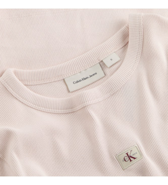 Calvin Klein Jeans T-shirt justa com nervuras cor-de-rosa