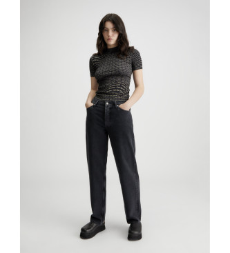 Calvin Klein Jeans Aop Rippen-T-Shirt schwarz
