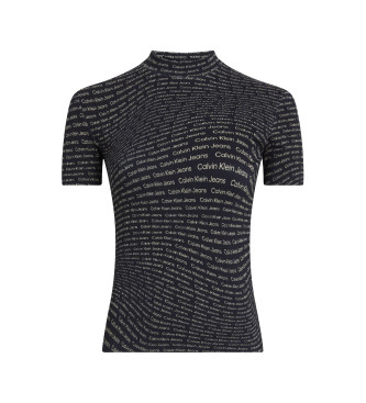 Calvin Klein Jeans Aop Rib T-shirt zwart