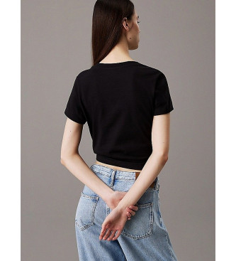 Calvin Klein Jeans T-shirt con logo sul colletto nera