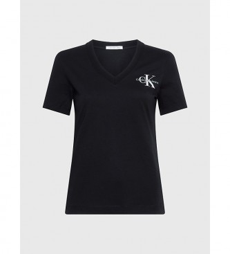 Calvin Klein Jeans T-Shirt monogrammé avec col clouté noir