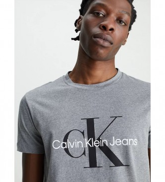 Calvin Klein Jeans T-shirt slim grigia con monogramma Core