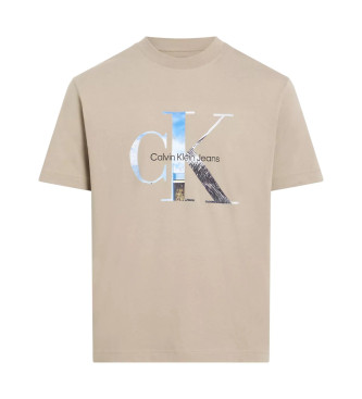 Calvin Klein Jeans Beige kortrmet t-shirt med monogram