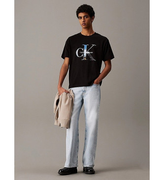 Calvin Klein Jeans Kortrmet T-shirt med sort monogram