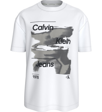 Calvin Klein Jeans T-shirt bianca con logo diffuso