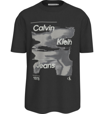 Calvin Klein Jeans Diffused Logo T-shirt zwart