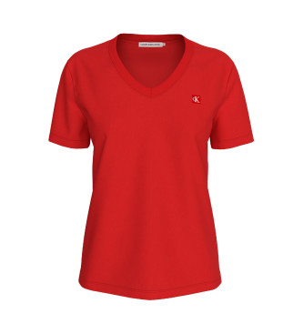 Calvin Klein Jeans T-shirt rossa con stemma ricamato