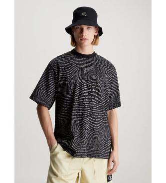 Calvin Klein Jeans Schwarzes, lockeres T-Shirt mit All-Over-Logo