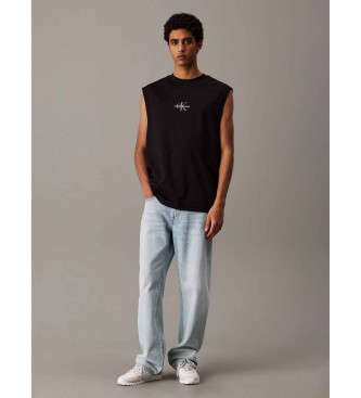 Calvin Klein Jeans Lst sittande svart linne med monogram