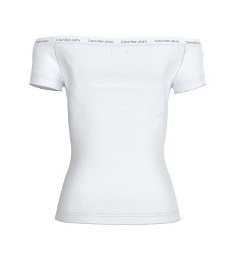 Calvin Klein Jeans Logo-Elastik-T-Shirt wei