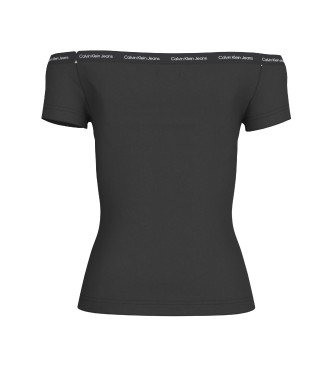 Calvin Klein Jeans Elastisk T-shirt med logo, sort