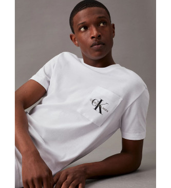 Calvin Klein Jeans T-shirt med monogram och fickor vit