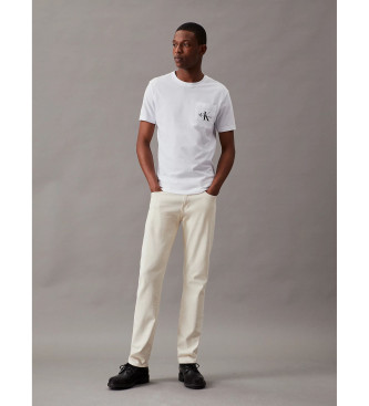 Calvin Klein Jeans T-shirt med monogram och fickor vit