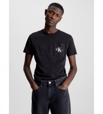 Calvin Klein Jeans Zwart T-shirt met monogram en zakken