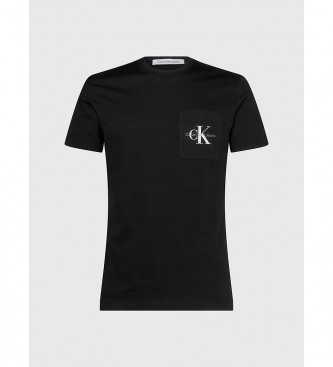Calvin Klein Jeans Koszulka z monogramem i kieszonką, czarna