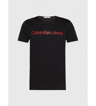Calvin Klein Jeans T-shirt Slim Organic Cotton Logo zwart, rood