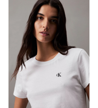 Calvin Klein Jeans T-shirt slim ricamata bianca