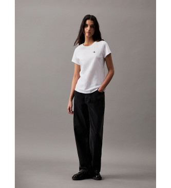 Calvin Klein Jeans T-shirt slim ricamata bianca