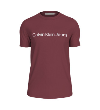 Calvin Klein Jeans Schmales T-Shirt mit fliederfarbenem Logo