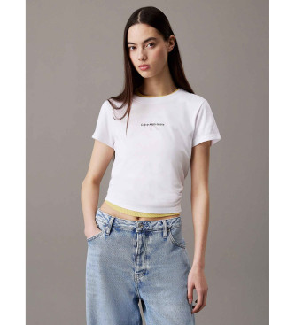 Calvin Klein Jeans T-shirt slim avec monogramme blanc