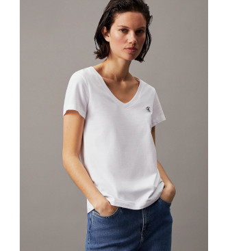 Calvin Klein Jeans Smal T-shirt med V-ringning vit