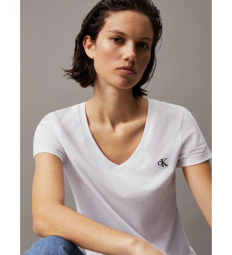 Calvin Klein Jeans T-shirt sottile bianca con scollo a V