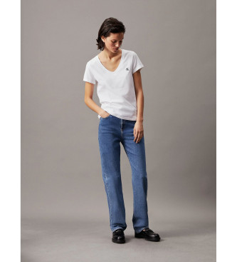 Calvin Klein Jeans T-shirt sottile bianca con scollo a V