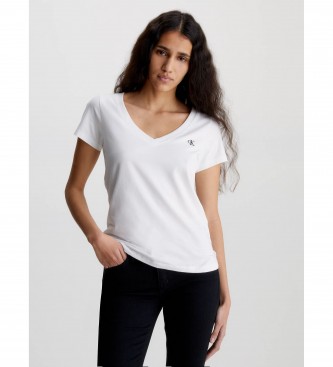Calvin Klein Jeans T-shirt slim bianca con scollo a V