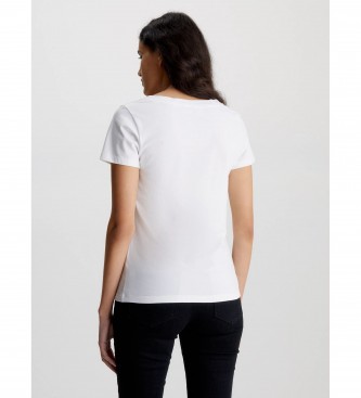 Calvin Klein Jeans Schmales T-Shirt mit V-Ausschnitt wei