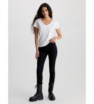 Calvin Klein Jeans T-shirt slim bianca con scollo a V