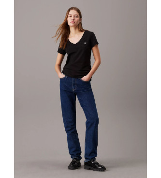 Calvin Klein Jeans Schmales T-Shirt mit V-Ausschnitt schwarz