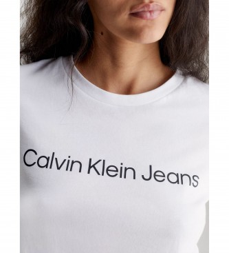 Calvin Klein Jeans T-shirt Algodão Orgânico Slim Logotipo branco