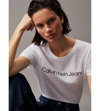 Calvin Klein Jeans T-shirt slank organisch katoen Logo wit