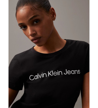 Calvin Klein Jeans Tanka majica z logotipom iz organskega bombaža črna