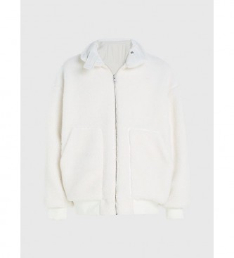 Calvin Klein Jeans Dwustronna polarowa kurtka bomberka biała