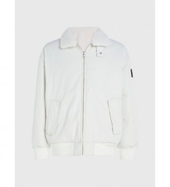 Calvin Klein Jeans Reversible Fleece Bomber Jacket White
