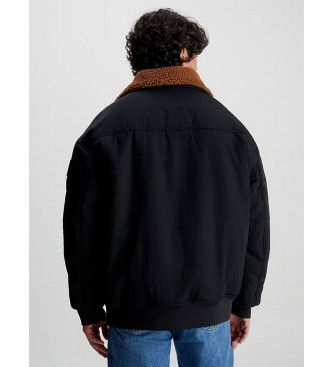 Calvin Klein Jeans Dwustronna polarowa kurtka bomberka czarna