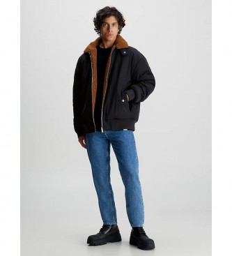 Calvin Klein Jeans Dwustronna polarowa kurtka bomberka czarna
