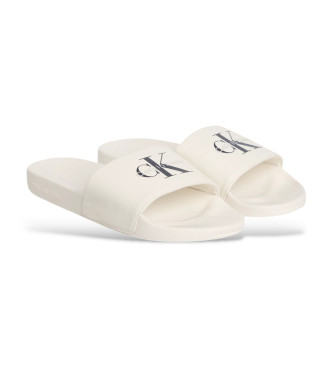 Calvin Klein Jeans Chanclas de lona con logo blanco