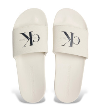 Calvin Klein Jeans Chanclas de lona con logo blanco