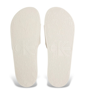 Calvin Klein Jeans Chanclas de lona con logo blanco