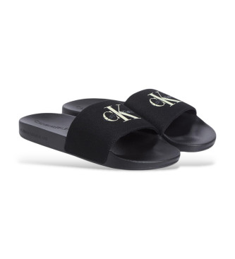 Calvin Klein Jeans Tongs en toile avec logo noir