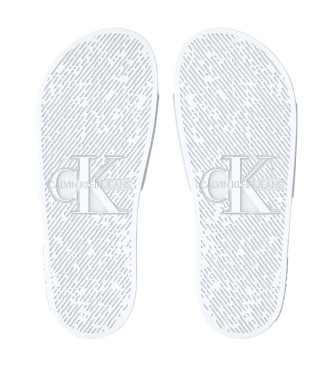Calvin Klein Jeans Tongs en toile monogramme blanc